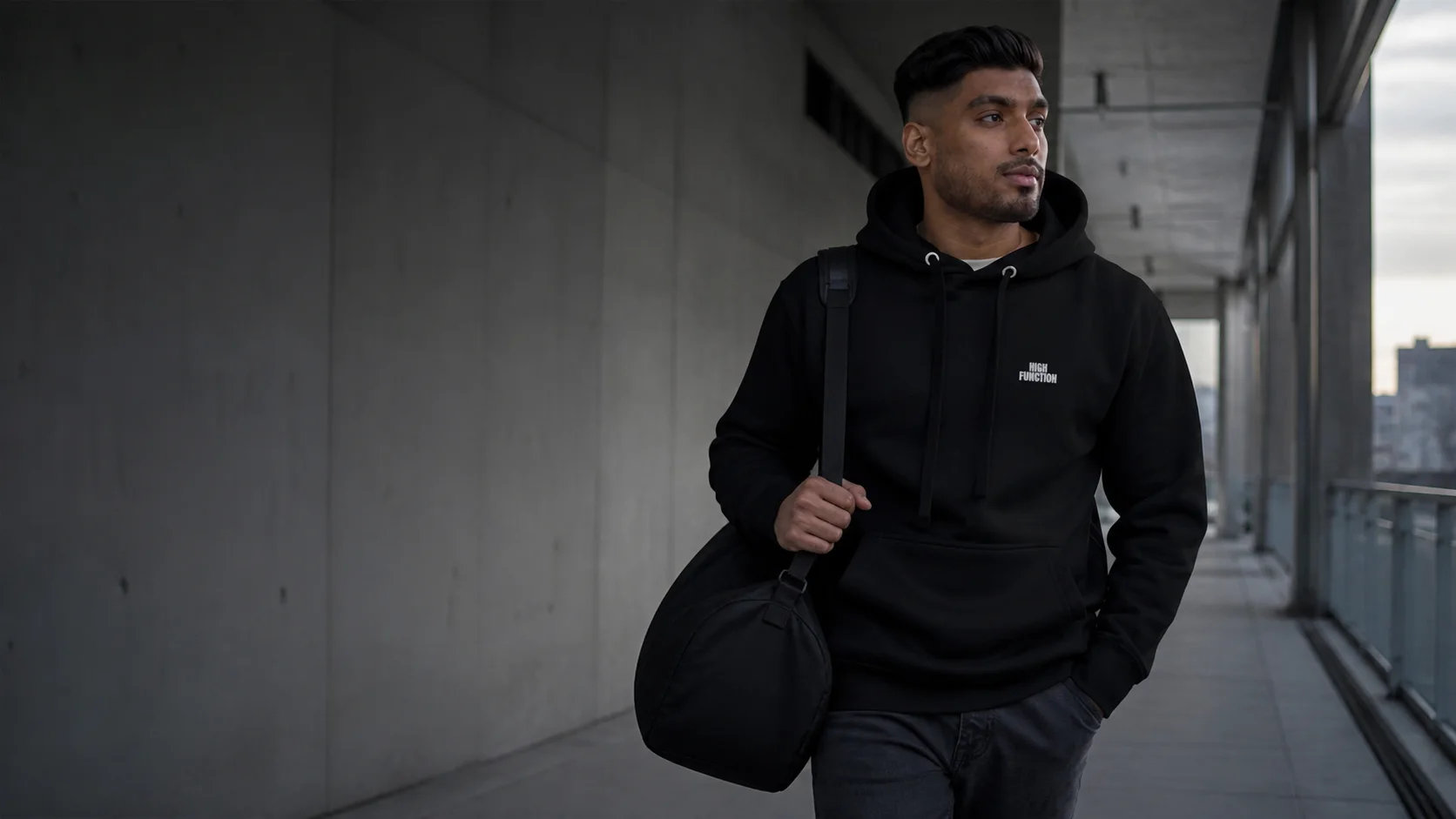 High Function Heavyweight Hoodie worn between training and the rest of the day